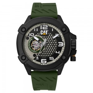 Caterpillar Auto Max AN16823133 Automatic Stainless steel Green rubber strap Black color dial