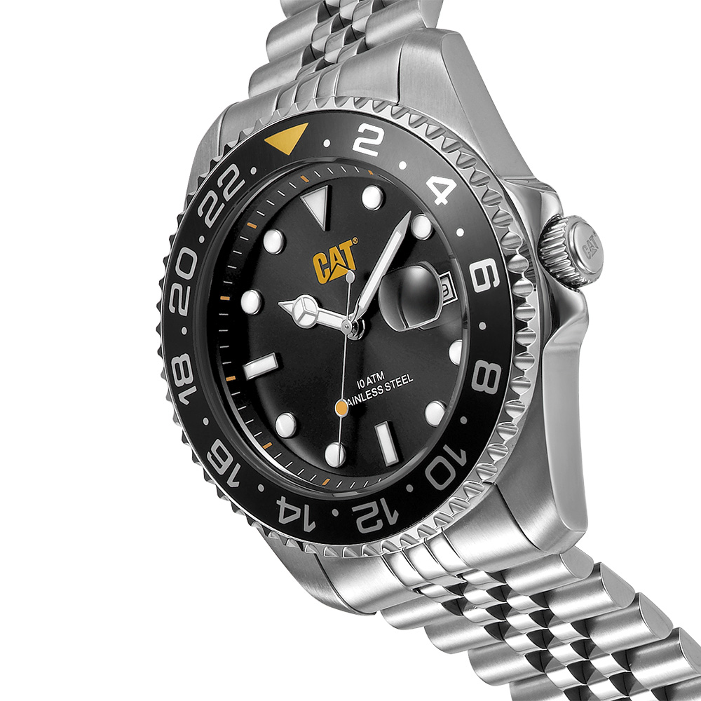 Caterpillar R-Type AO.141.11.127 Quartz Ανοξείδωτο ατσάλι Μπρασελέ Μαύρο χρώμα καντράν Περιστρεφόμενη στεφάνη