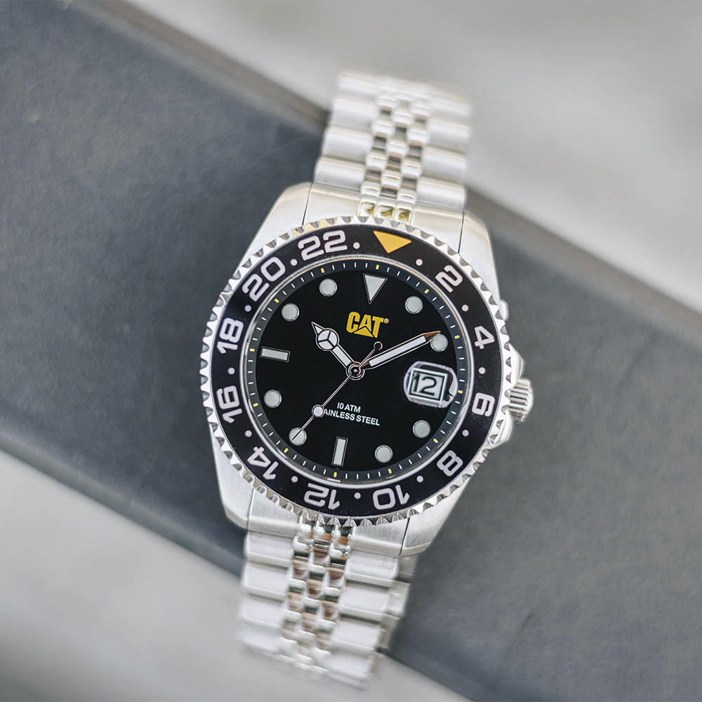 Caterpillar R-Type AO.141.11.127 Quartz Ανοξείδωτο ατσάλι Μπρασελέ Μαύρο χρώμα καντράν Περιστρεφόμενη στεφάνη