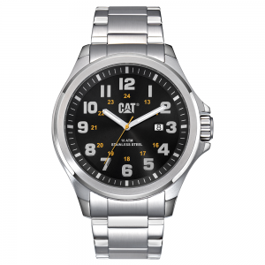 Caterpillar 48mm Chrono PU.141.11.117 Quartz 3HD Stainless steel Bracelet Black color dial