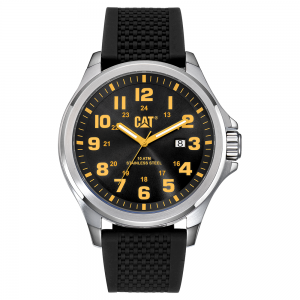 Caterpillar 48mm Chrono PU.141.21.117 Quartz 3HD Stainless steel Black rubber strap Black color dial