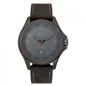 Caterpillar Operator PU25135515 Quartz Stainless steel Brown leather strap Black color dial