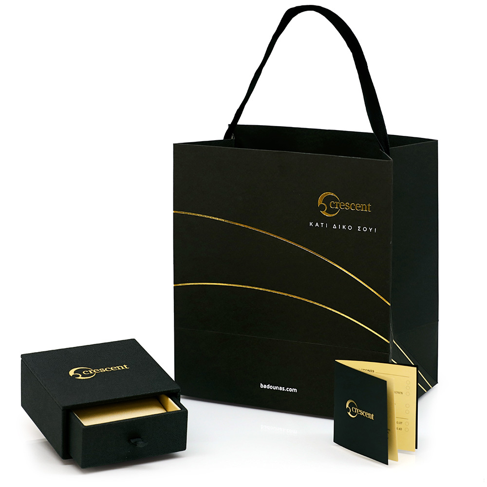 Δαχτυλίδι Crescent Full Black color Brilliant Ροζ χρυσός Κ14 Κωδικός 6278