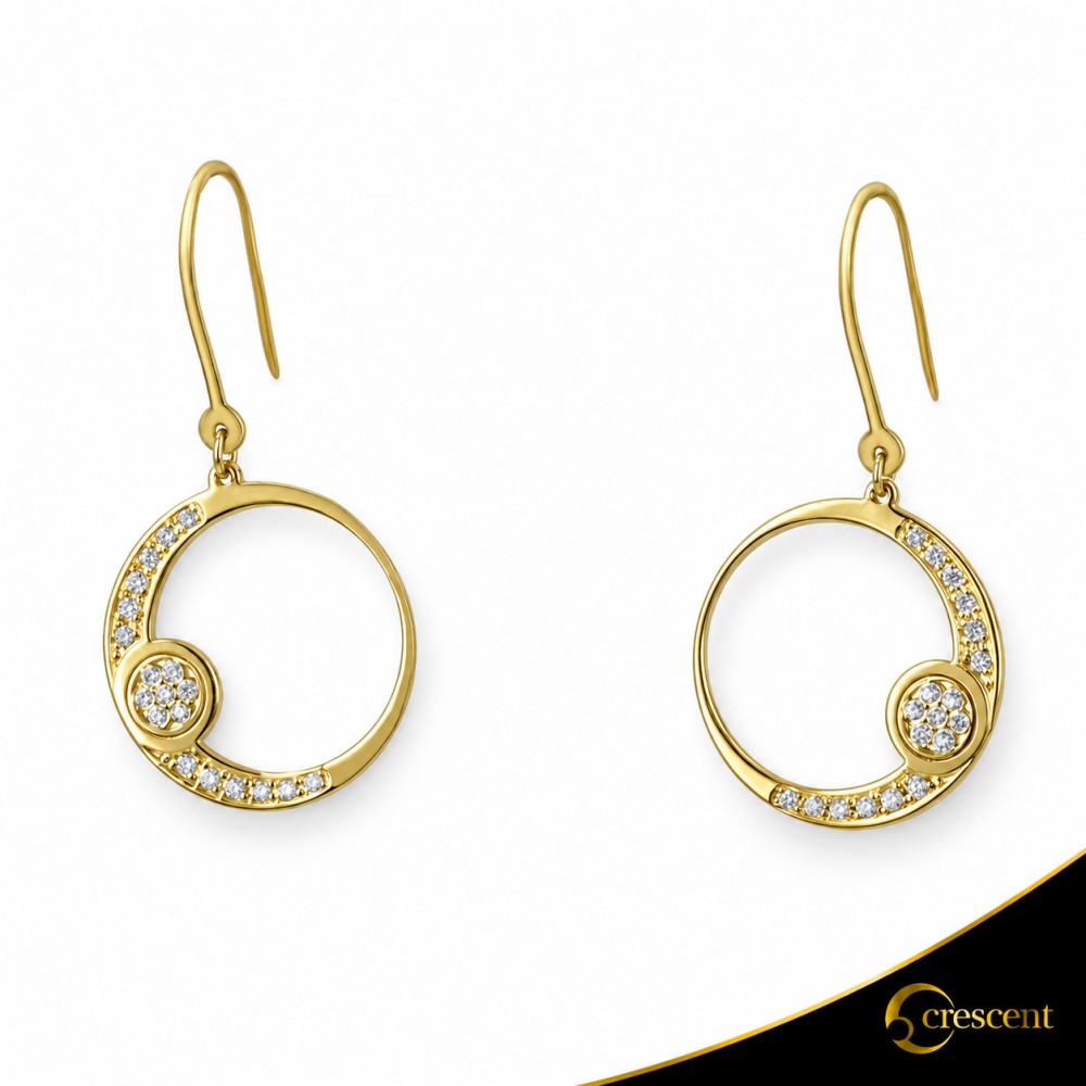 Σκουλαρίκια Crescent Small Full Brilliant Κίτρινος χρυσός Κ14 Κωδικός 6276