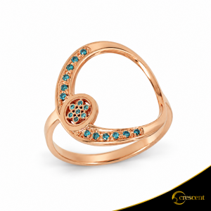 Δαχτυλίδι Crescent Full Ocean Blue Brilliant Ροζ χρυσός Κ14 Κωδικός 6810