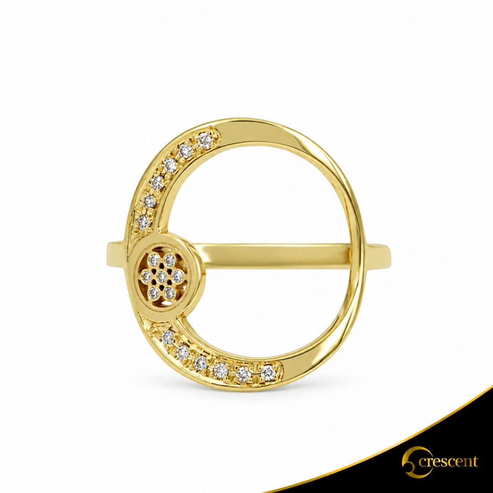 Δαχτυλίδι Crescent Full Light Brown color Brilliant Κίτρινος χρυσός Κ14 Κωδικός 6811