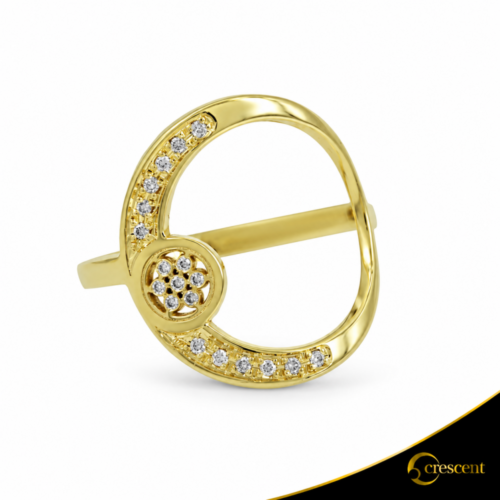 Δαχτυλίδι Crescent Full Light Brown color Brilliant Κίτρινος χρυσός Κ14 Κωδικός 6811