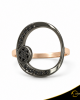 Δαχτυλίδι Crescent Full Black color Brilliant Ροζ χρυσός Κ14 με μαύρη επιμετάλλωση Κωδικός 11504