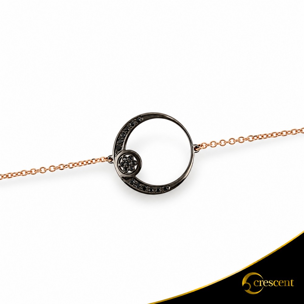Βραχιόλι Crescent Full Black color Brilliant Ροζ χρυσός Κ14 με μαύρη επιμετάλλωση Κωδικός 11505