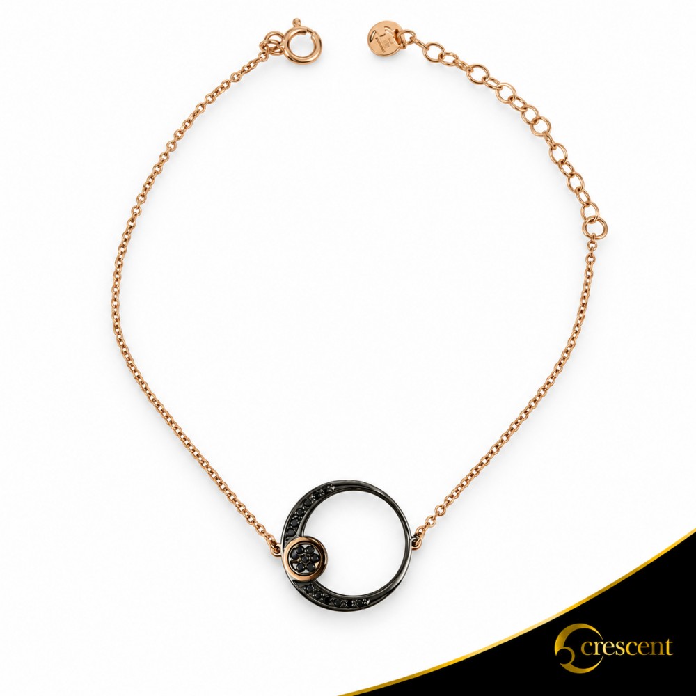 Βραχιόλι Crescent Full Black color Brilliant Ροζ χρυσός Κ14 με μαύρη επιμετάλλωση Κωδικός 11505