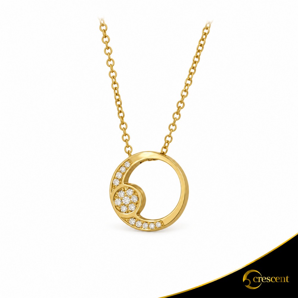 Κολιέ Crescent Premium Full Brilliant Κίτρινος χρυσός Κ18 Κωδικός 16029