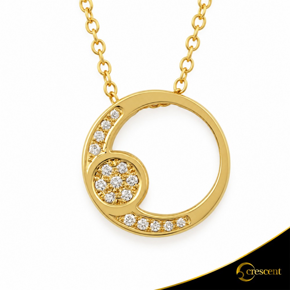 Κολιέ Crescent Premium Full Brilliant Κίτρινος χρυσός Κ18 Κωδικός 16029