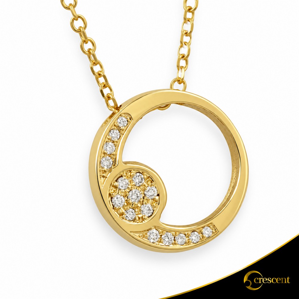 Κολιέ Crescent Premium Full Brilliant Κίτρινος χρυσός Κ18 Κωδικός 16029