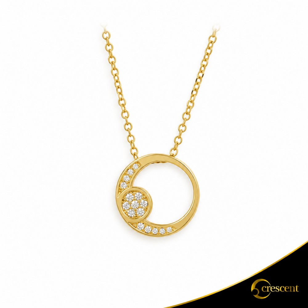 Κολιέ Crescent Premium Full Brilliant Κίτρινος χρυσός Κ18 Κωδικός 16029