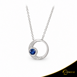Κολιέ Crescent Premium Full Ζαφείρι & Διαμάντια Λευκός χρυσός Κ18 Κωδικός 16032