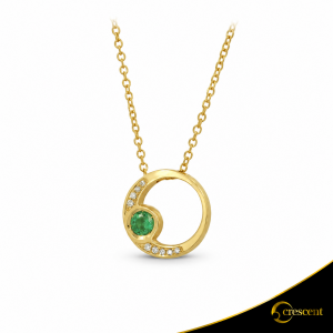 Κολιέ Crescent Premium Full Σμαράγδι & Διαμάντια Κίτρινος χρυσός Κ18 Κωδικός 16033
