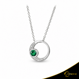 Κολιέ Crescent Premium Full Σμαράγδι & Διαμάντια Λευκός χρυσός Κ18 Κωδικός 17900