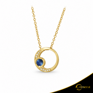 Κολιέ Crescent Premium Full Ζαφείρι & Διαμάντια Κίτρινος χρυσός Κ18 Κωδικός 17901