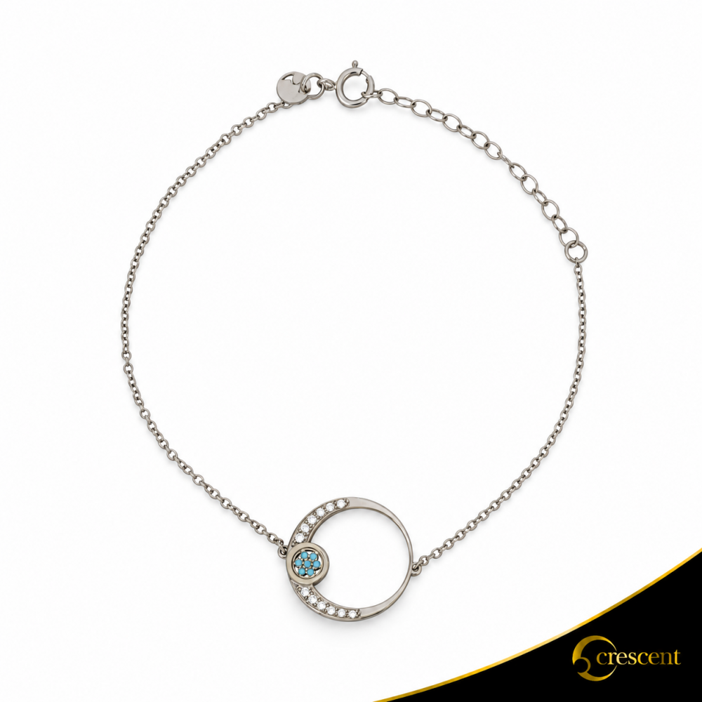 Βραχιόλι Crescent Full Brilliant Λευκός χρυσός με μαύρη επιμετάλλωση Κ14 Κωδικός 6266