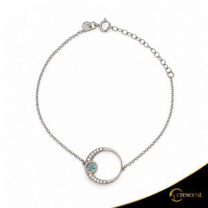 Βραχιόλι Crescent Full Brilliant Λευκός χρυσός με μαύρη επιμετάλλωση Κ14 Κωδικός 6266