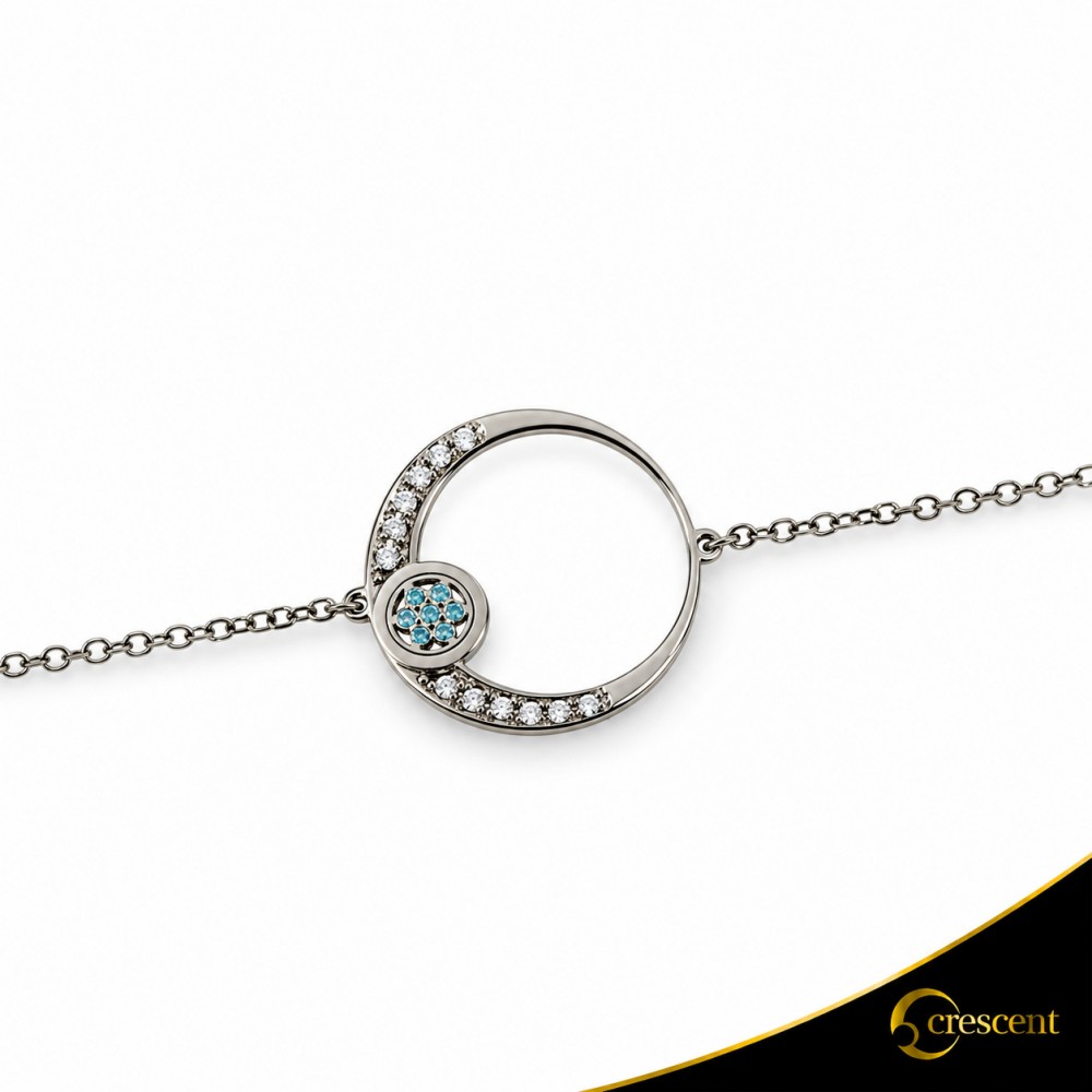 Βραχιόλι Crescent Full Brilliant Λευκός χρυσός με μαύρη επιμετάλλωση Κ14 Κωδικός 6266