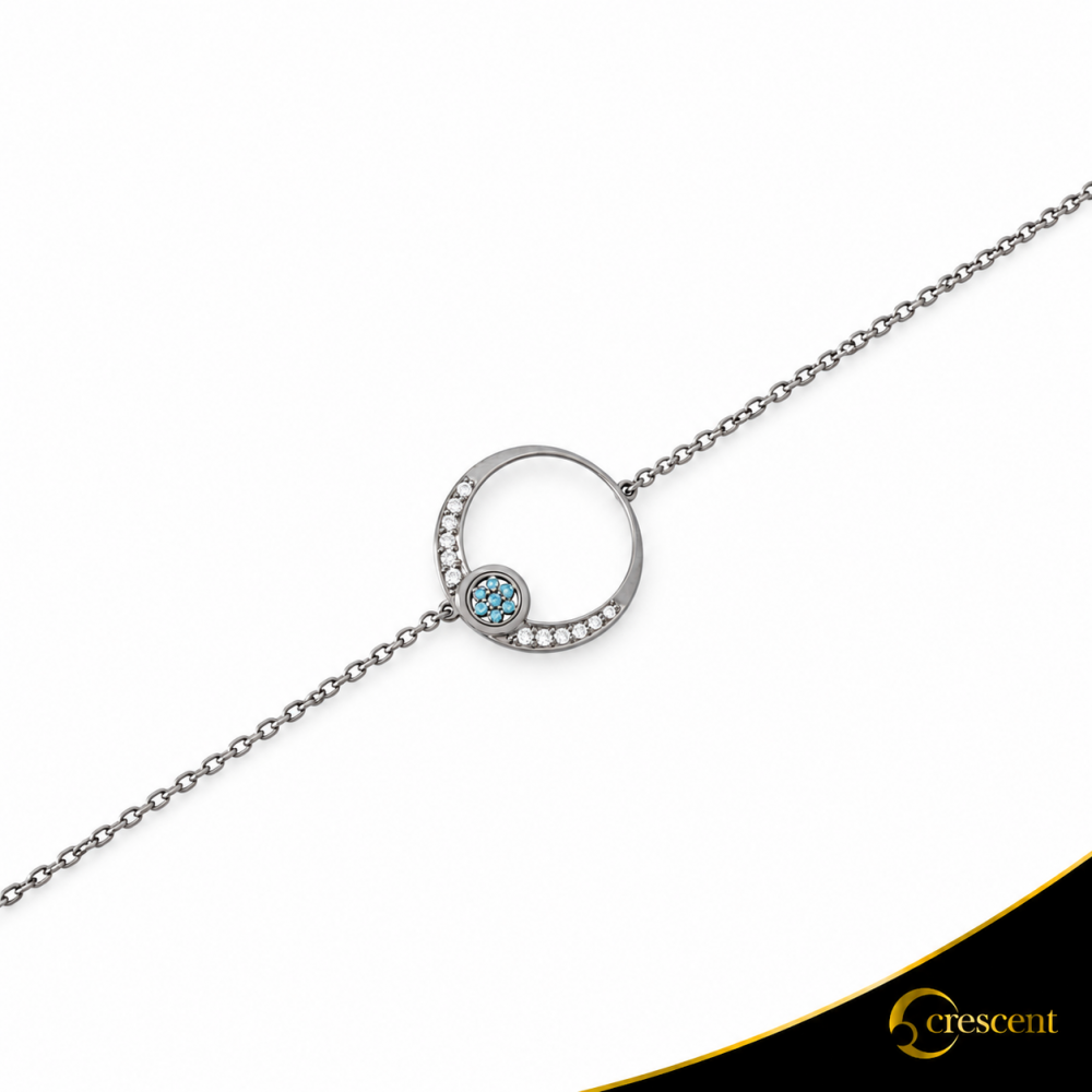 Βραχιόλι Crescent Full Brilliant Λευκός χρυσός με μαύρη επιμετάλλωση Κ14 Κωδικός 6266