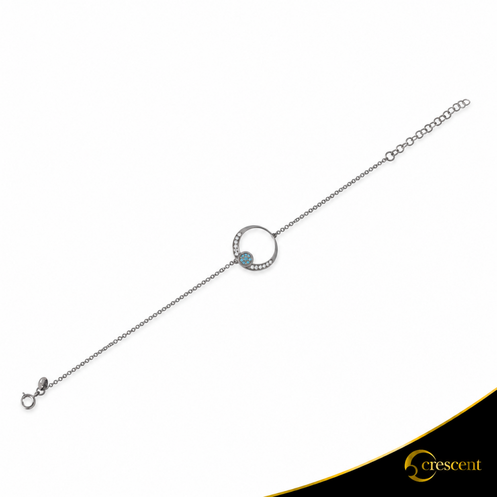 Βραχιόλι Crescent Full Brilliant Λευκός χρυσός με μαύρη επιμετάλλωση Κ14 Κωδικός 6266