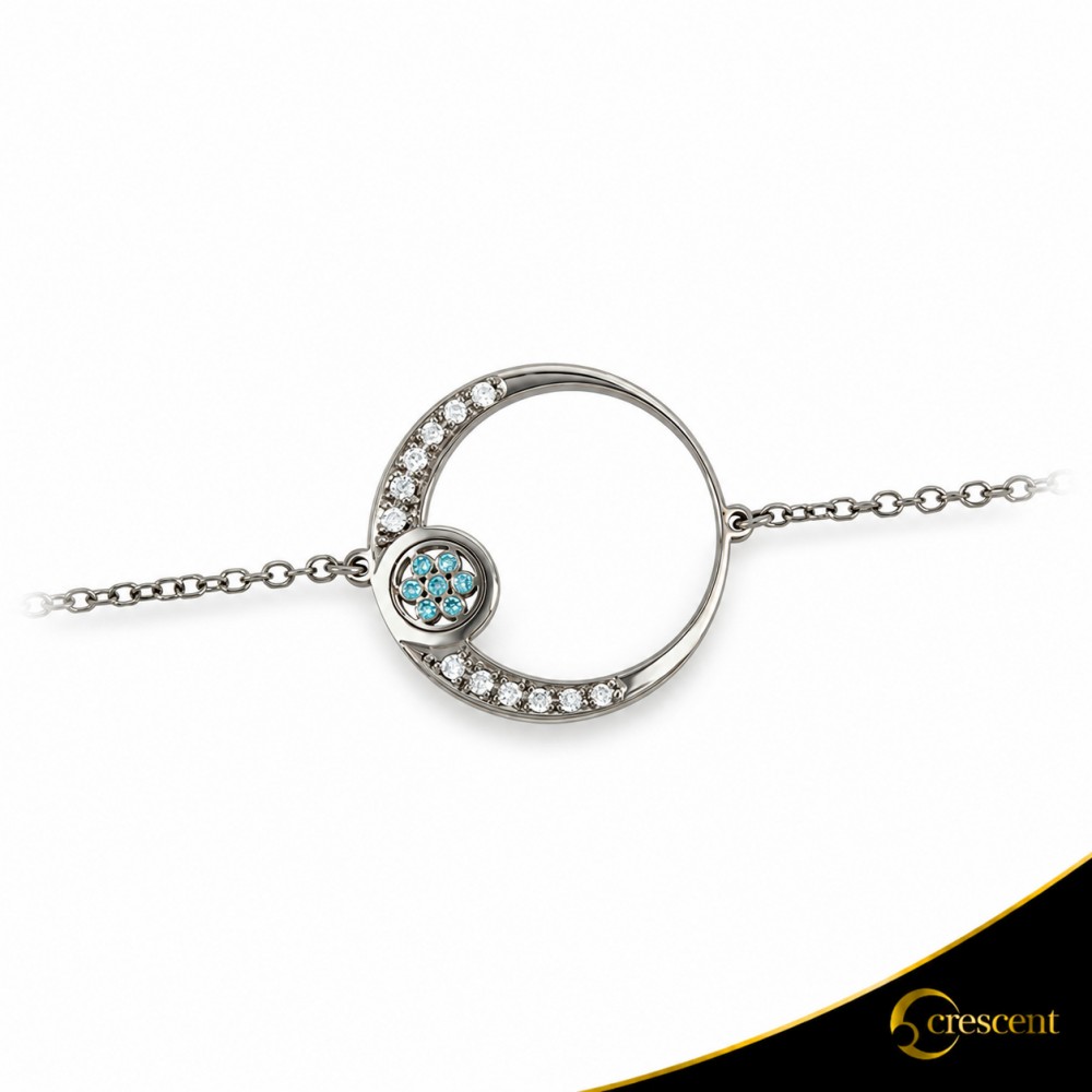 Βραχιόλι Crescent Full Brilliant Λευκός χρυσός με μαύρη επιμετάλλωση Κ14 Κωδικός 6266
