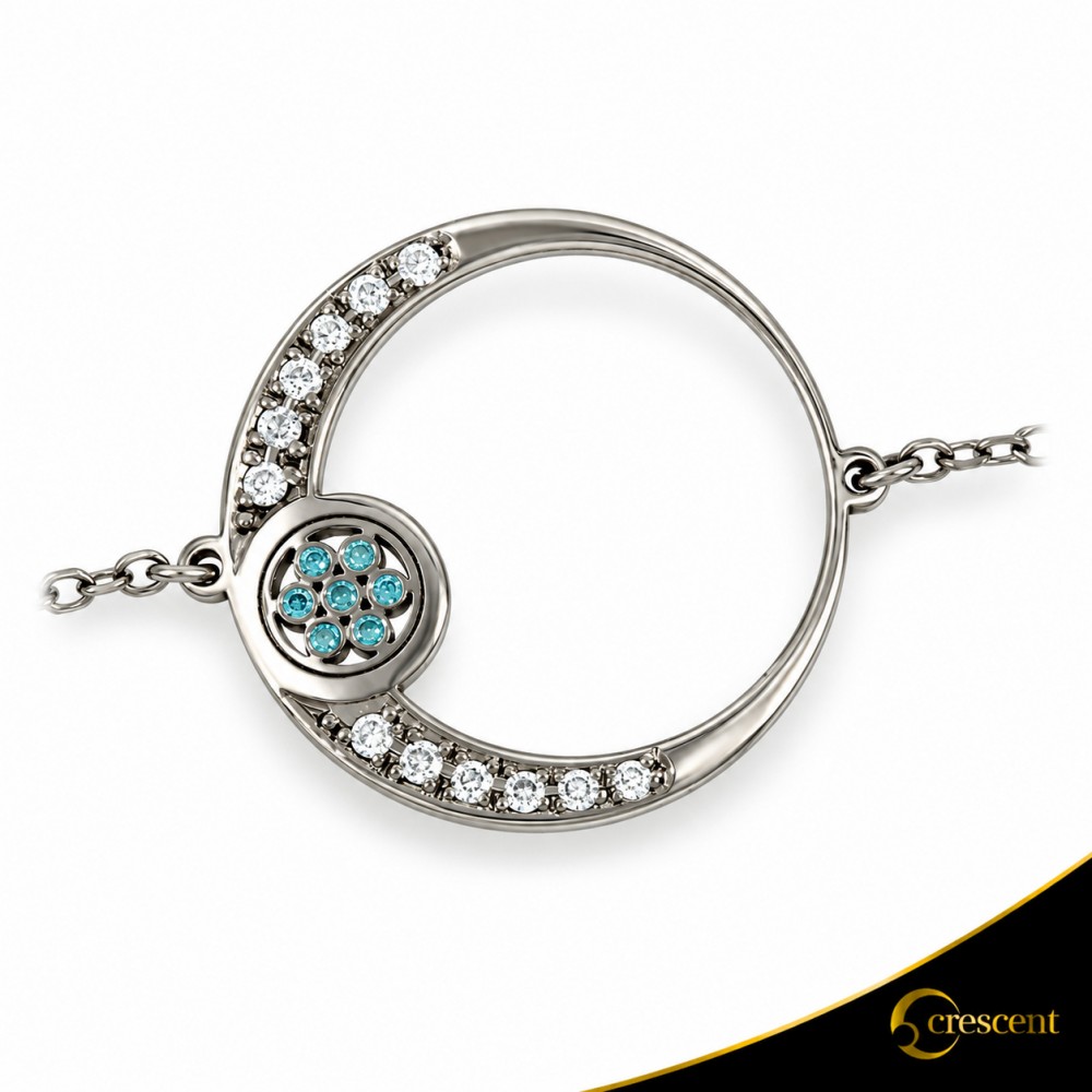 Βραχιόλι Crescent Full Brilliant Λευκός χρυσός με μαύρη επιμετάλλωση Κ14 Κωδικός 6266