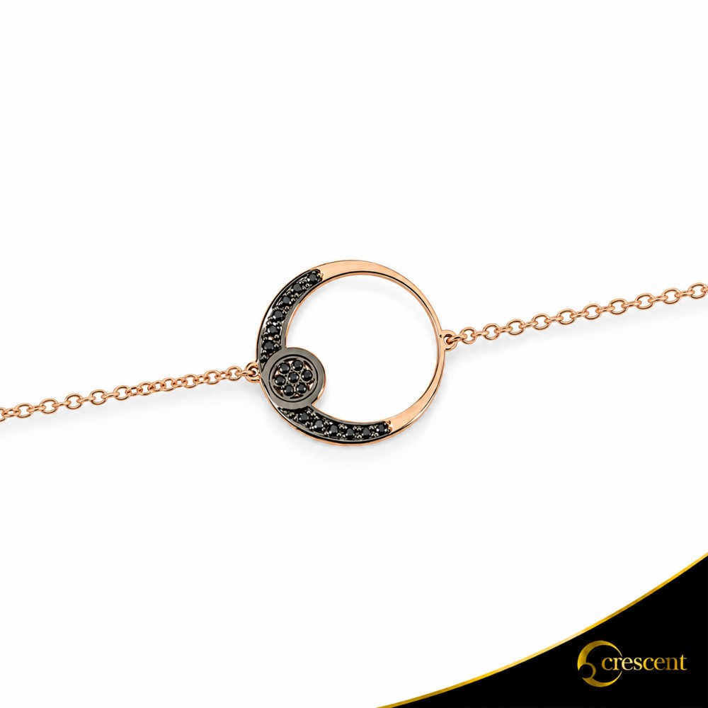 Βραχιόλι Crescent Full Black color Brilliant Ροζ χρυσός Κ14 Κωδικός 6267