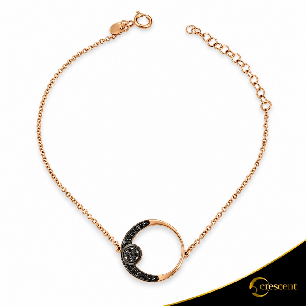 Βραχιόλι Crescent Full Black color Brilliant Ροζ χρυσός Κ14 Κωδικός 6267