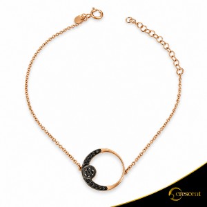 Βραχιόλι Crescent Full Black color Brilliant Ροζ χρυσός Κ14 Κωδικός 6267