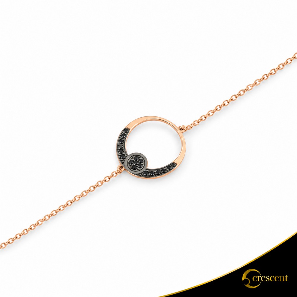 Βραχιόλι Crescent Full Black color Brilliant Ροζ χρυσός Κ14 Κωδικός 6267