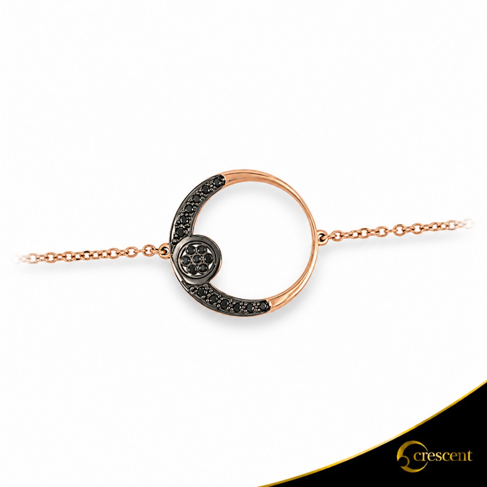 Βραχιόλι Crescent Full Black color Brilliant Ροζ χρυσός Κ14 Κωδικός 6267