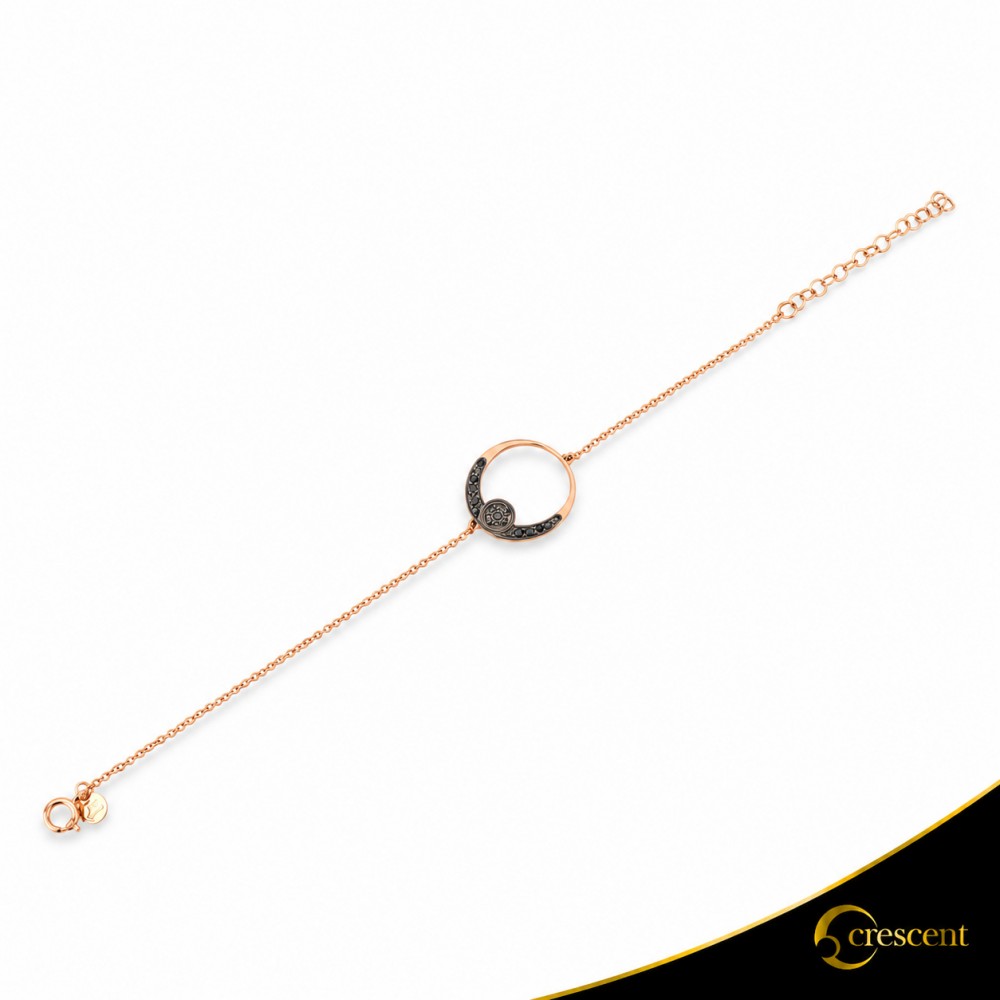 Βραχιόλι Crescent Full Black color Brilliant Ροζ χρυσός Κ14 Κωδικός 6267
