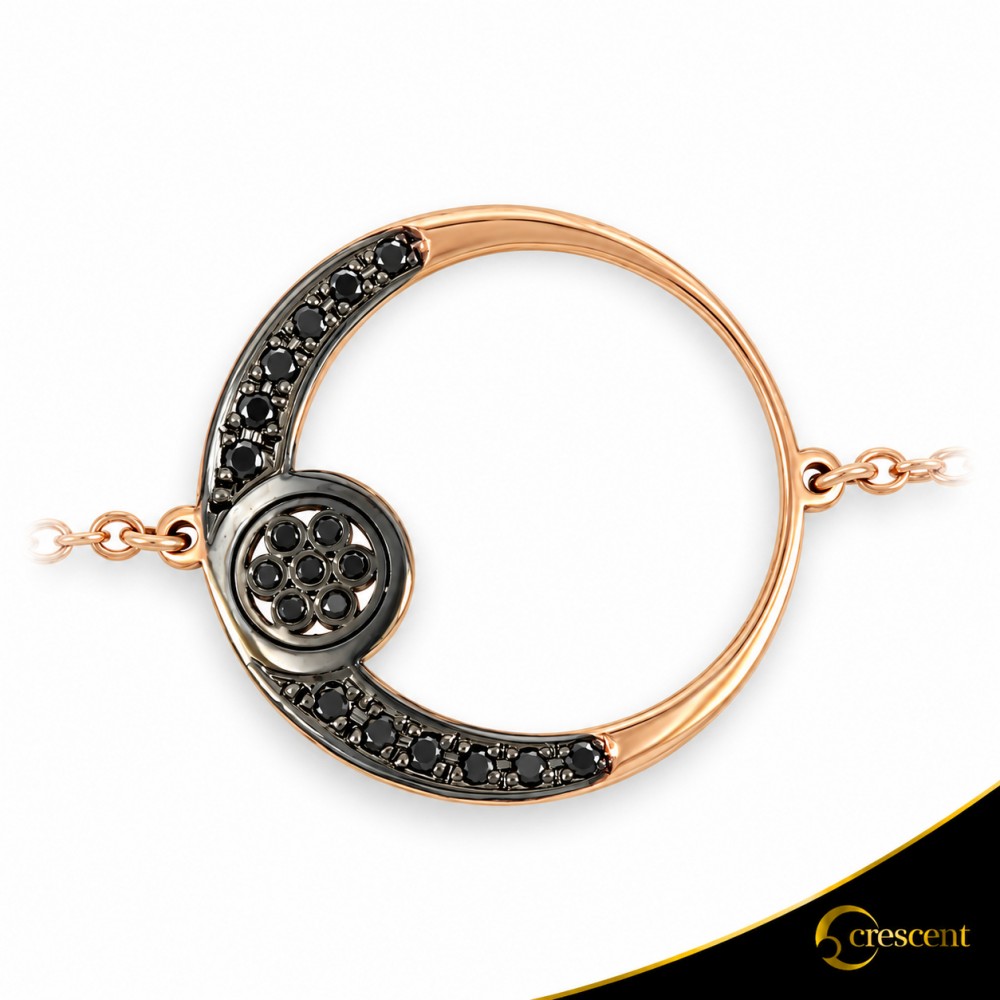 Βραχιόλι Crescent Full Black color Brilliant Ροζ χρυσός Κ14 Κωδικός 6267