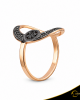 Δαχτυλίδι Crescent Full Black color Brilliant Ροζ χρυσός Κ14 Κωδικός 6278