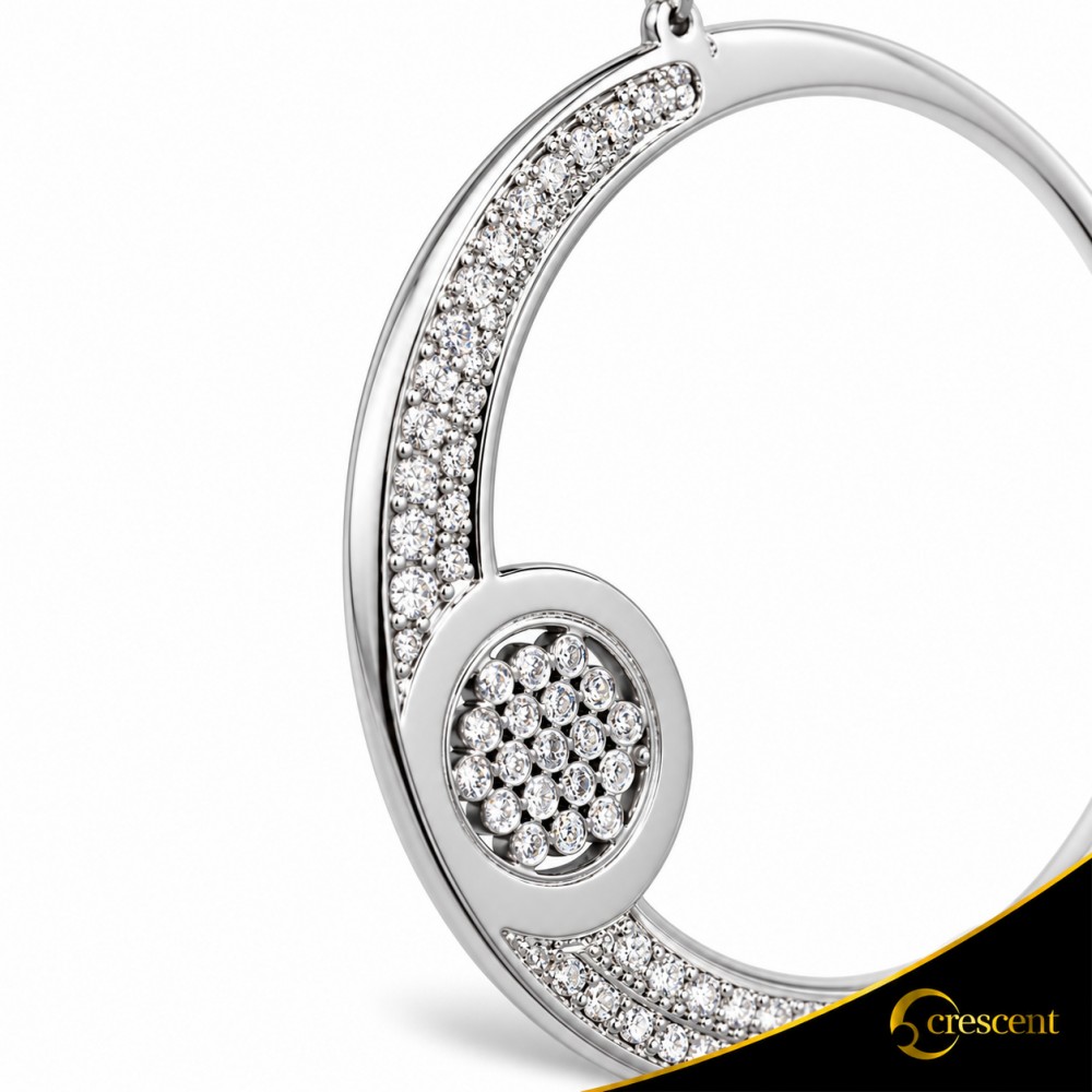 Σκουλαρίκια Crescent Large Full Brilliant Λευκός χρυσός Κ14 Κωδικός 6805