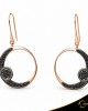 Σκουλαρίκια Crescent Large Full Black color Brilliant Ροζ χρυσός Κ14 Κωδικός 6806