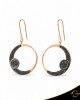 Σκουλαρίκια Crescent Large Full Black color Brilliant Ροζ χρυσός Κ14 Κωδικός 6806