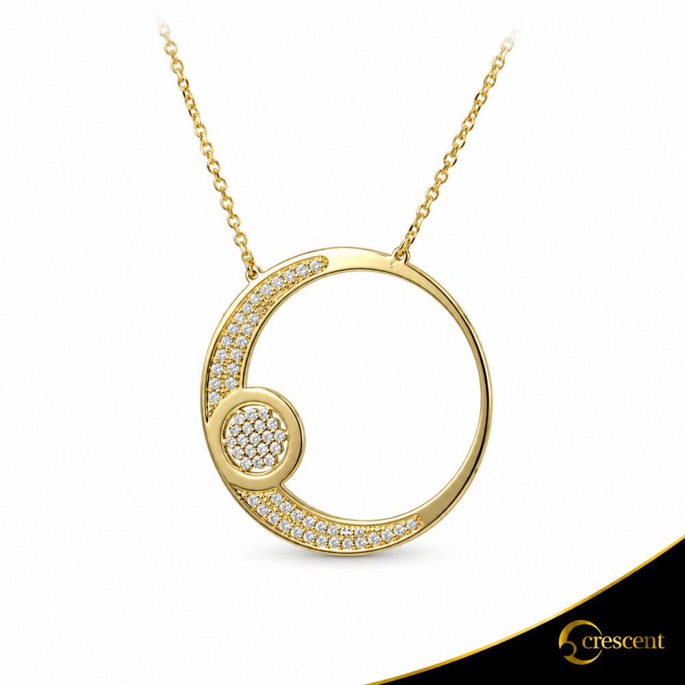 Κολιέ Crescent Large Full Brilliant Κίτρινος χρυσός Κ14 Κωδικός 6822