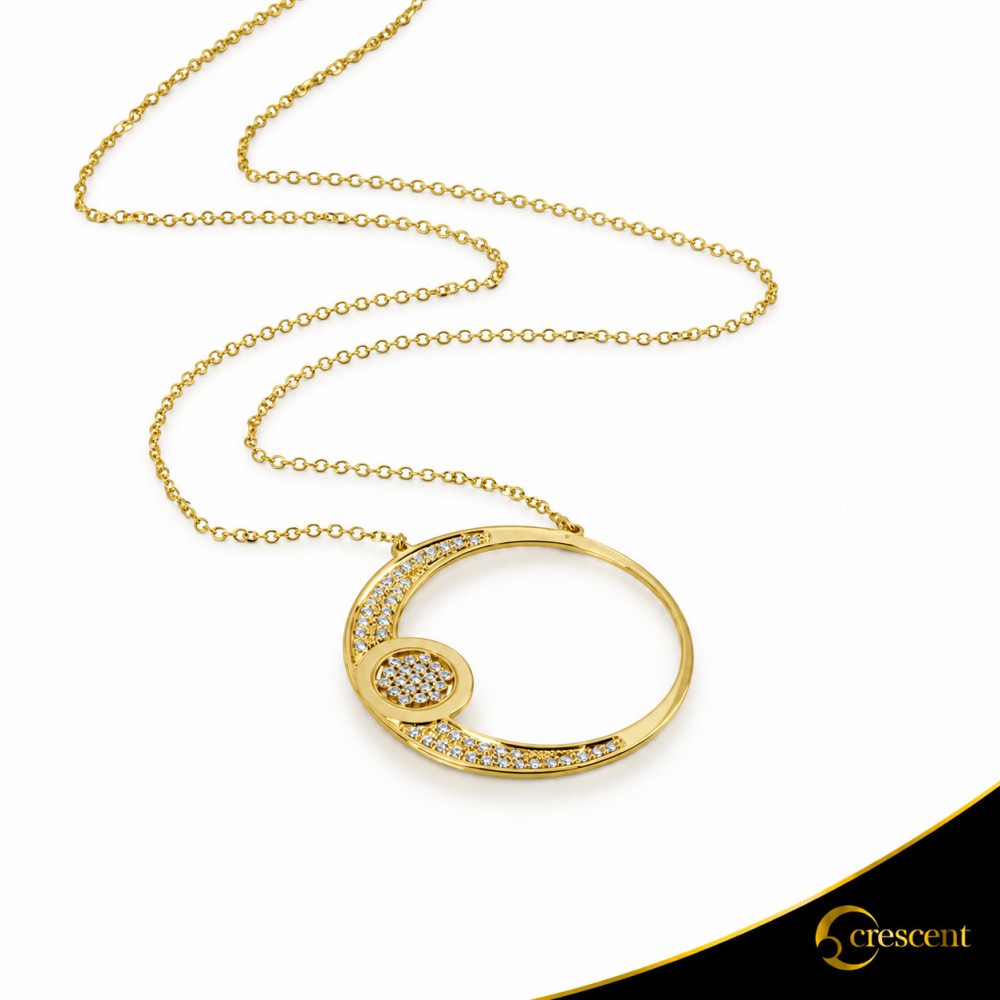 Κολιέ Crescent Large Full Brilliant Κίτρινος χρυσός Κ14 Κωδικός 6822