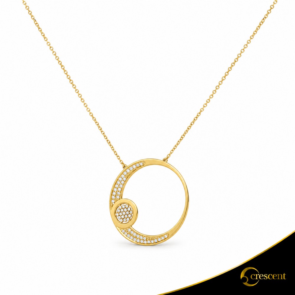 Κολιέ Crescent Large Full Brilliant Κίτρινος χρυσός Κ14 Κωδικός 6822