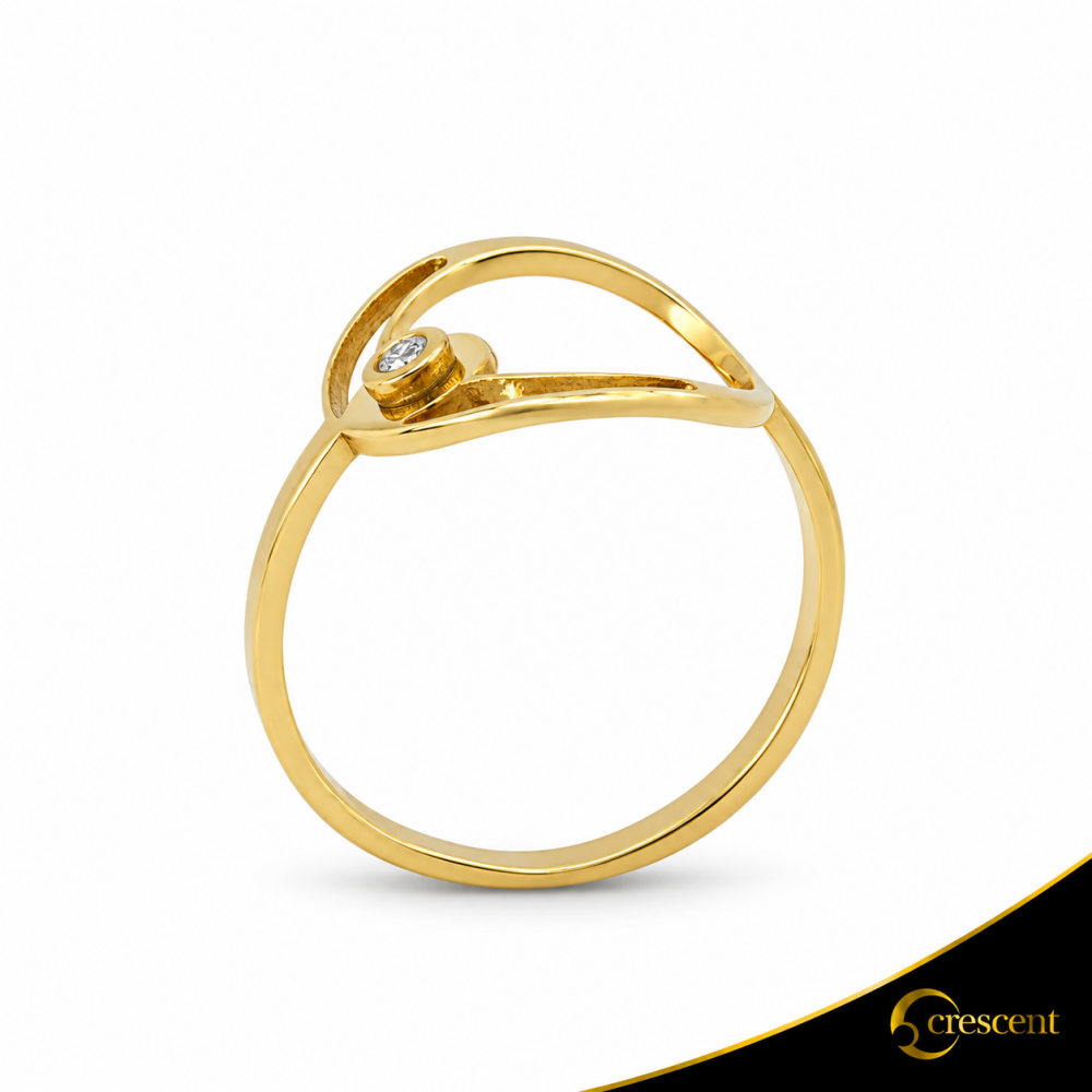 Δαχτυλίδι Crescent Small Single Brilliant Κίτρινος χρυσός Κ14 Κωδικός 7099