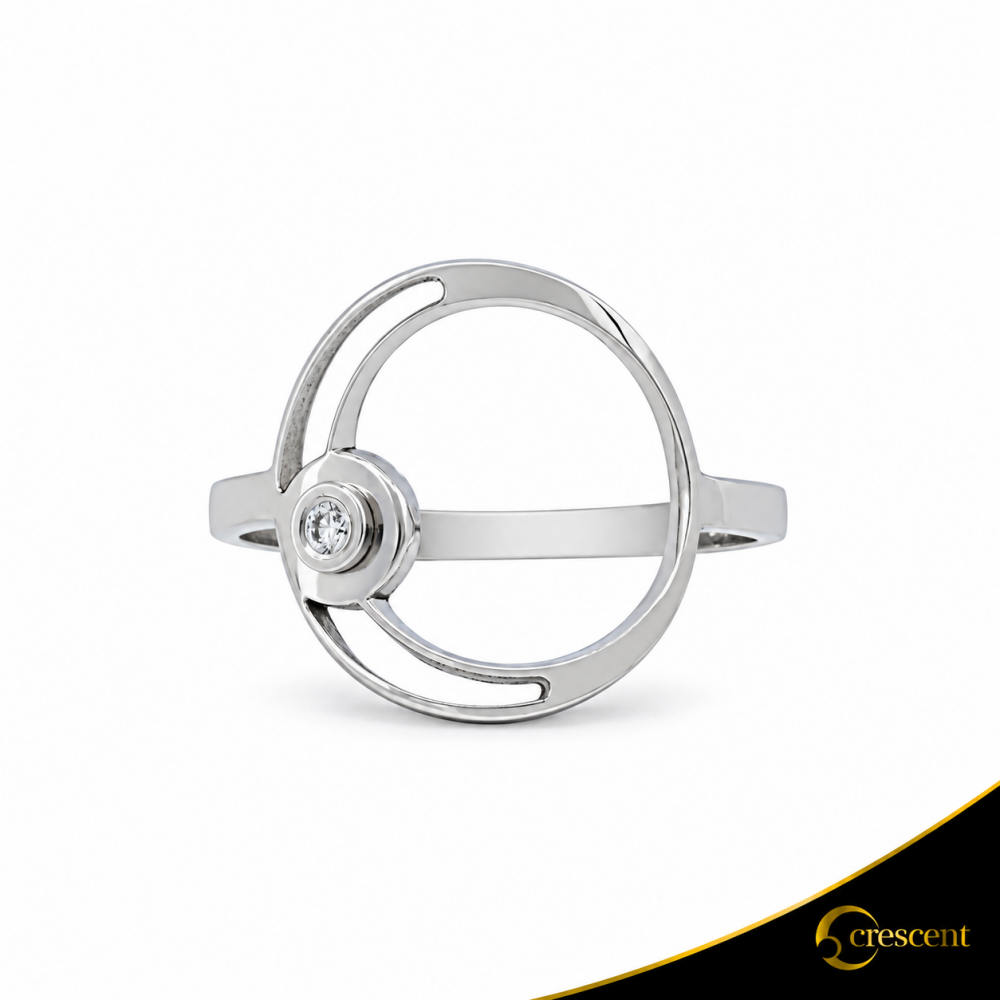 Δαχτυλίδι Crescent Small Single Brilliant Λευκός χρυσός Κ14 Κωδικός 7100