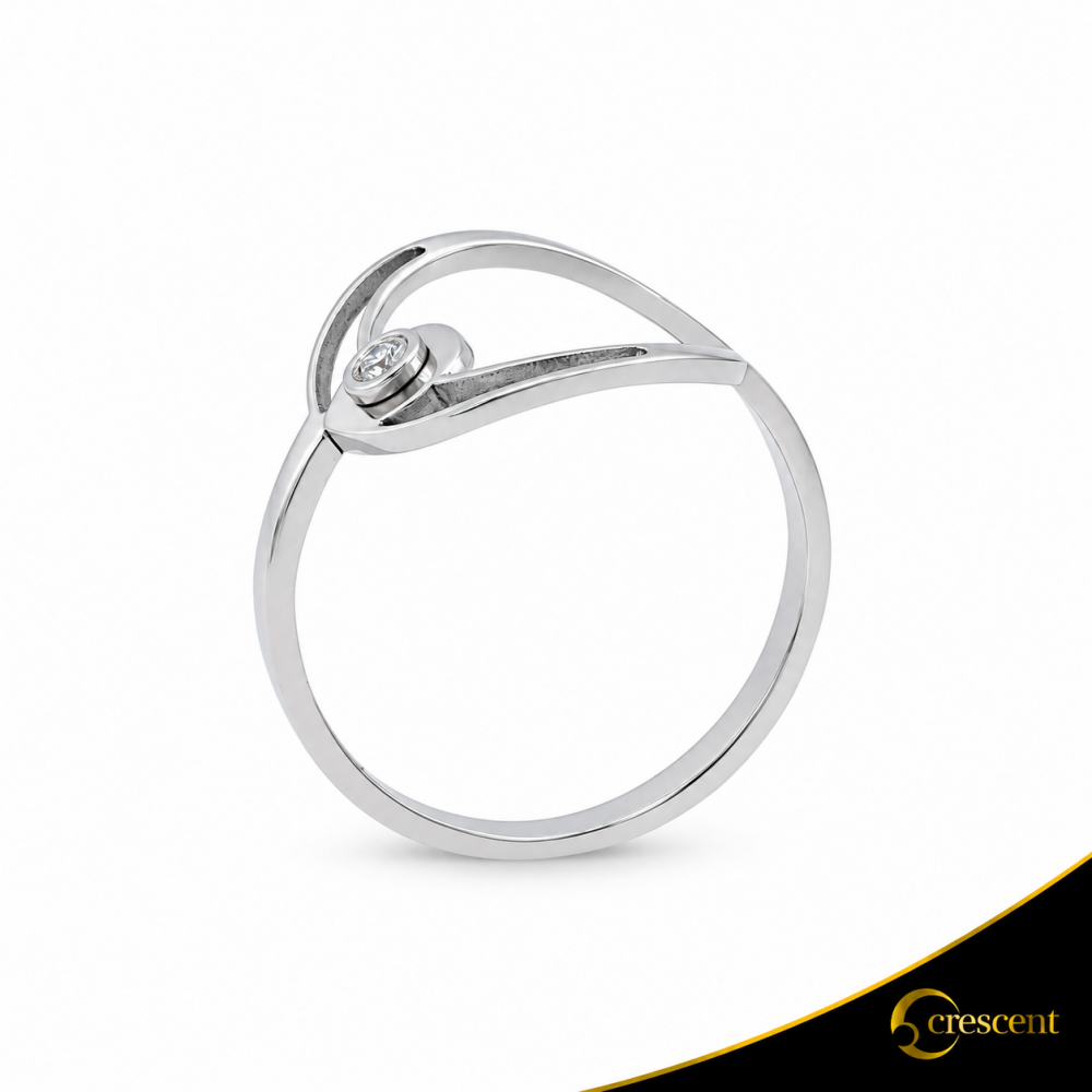 Δαχτυλίδι Crescent Small Single Brilliant Λευκός χρυσός Κ14 Κωδικός 7100