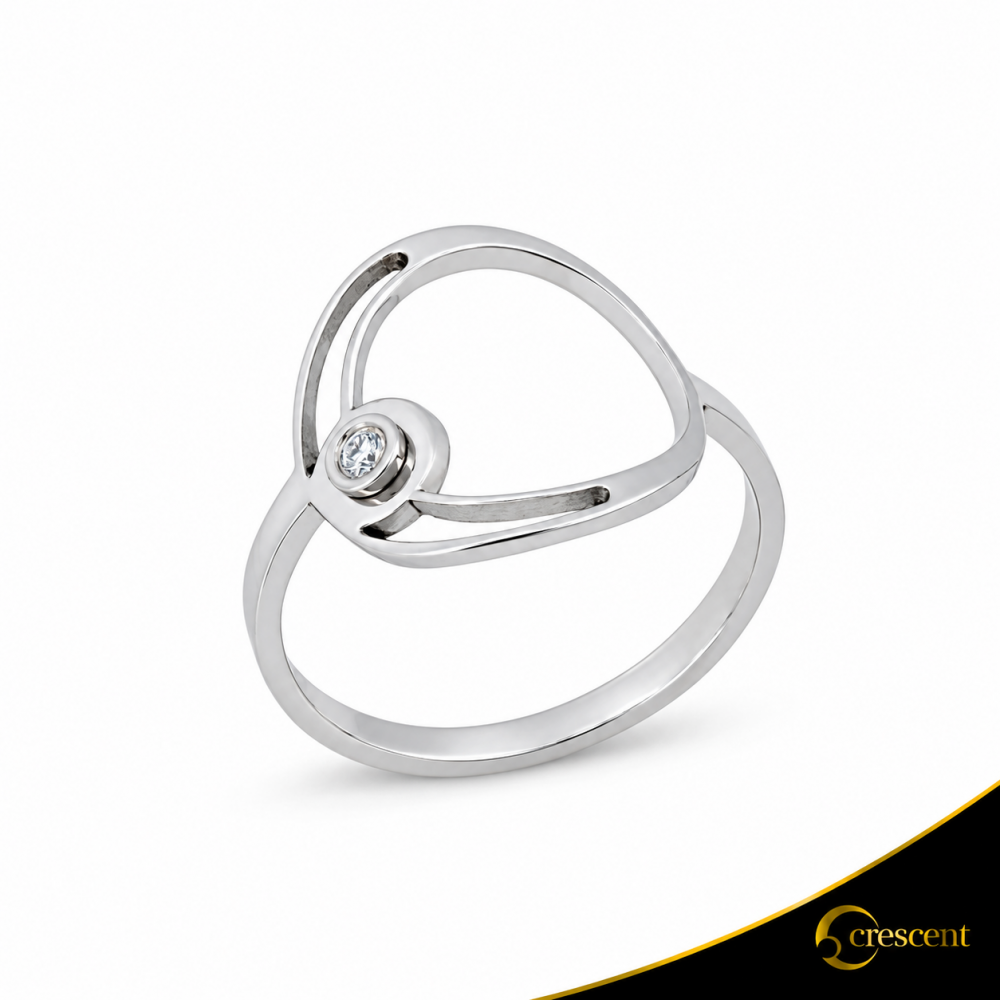 Δαχτυλίδι Crescent Small Single Brilliant Λευκός χρυσός Κ14 Κωδικός 7100