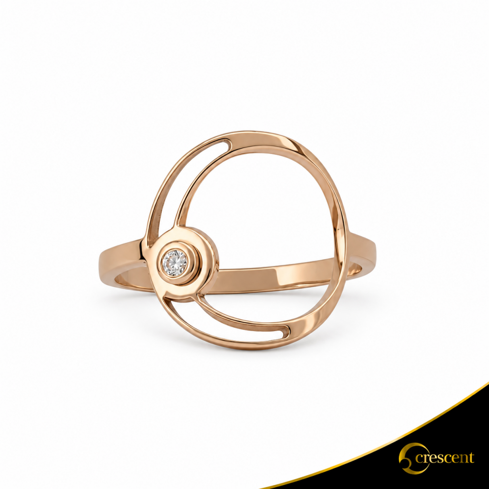 Δαχτυλίδι Crescent Small Single Brilliant Ροζ χρυσός Κ14 Κωδικός 7101