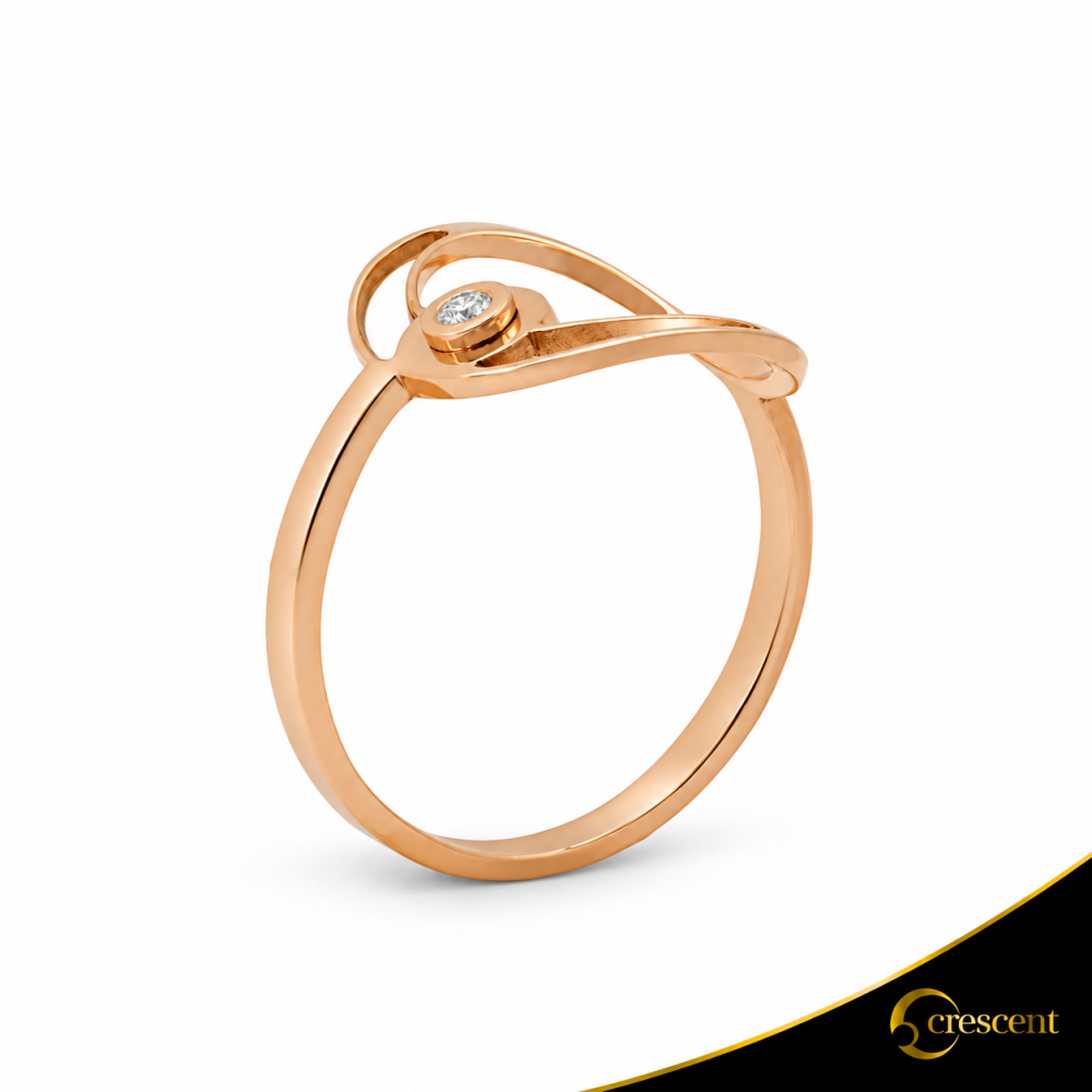 Δαχτυλίδι Crescent Small Single Brilliant Ροζ χρυσός Κ14 Κωδικός 7101