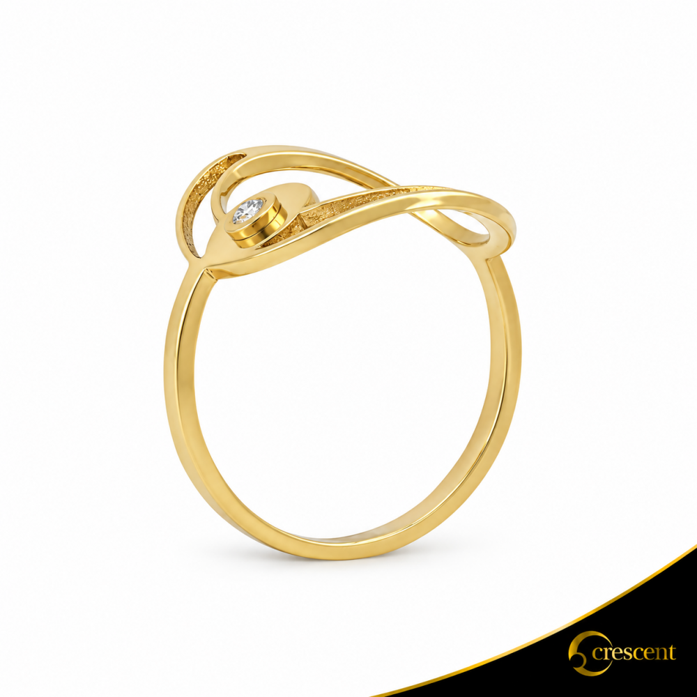 Δαχτυλίδι Crescent Single Brilliant Κίτρινος χρυσός Κ14 Κωδικός 7138